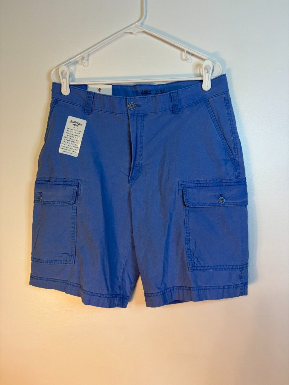 Izod Saltwater Blue Pigment Dye Cargo Shorts (NWT)